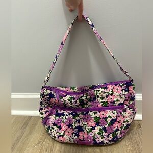 Vera Bradley Cotton Frannie Crescent Purse Flower Garden